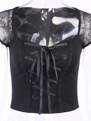 Load image into Gallery viewer, Black Front Lace-Up Top