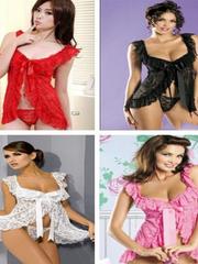 Load image into Gallery viewer, Lace Babydoll Lingerie Set