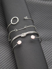 Load image into Gallery viewer, Classic Arrow Knot Round Crystal Gem  Adjustable Open Bracelet Set (4pcs ) - vendach