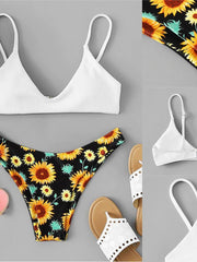 Load image into Gallery viewer, Sunflower Print Bikini Set