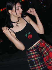 Load image into Gallery viewer, Rose Embroidered Crop Top