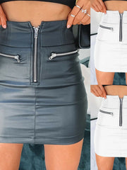 Load image into Gallery viewer, Leather-Like Zipper Skirt