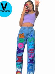 Load image into Gallery viewer, Baggy Graffiti Jeans