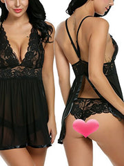Load image into Gallery viewer, Lingerie Sheer Lace Chemise Halter Mesh