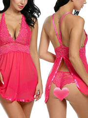 Load image into Gallery viewer, Lingerie Sheer Lace Chemise Halter Mesh