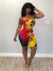 Load image into Gallery viewer, Tie-dyed chest-wrap jumpsuit