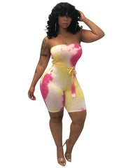 Load image into Gallery viewer, Tie-dyed chest-wrap jumpsuit