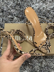 Load image into Gallery viewer, Strappy Snakeskin High Heels