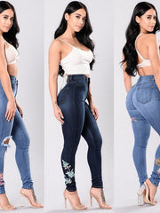 Load image into Gallery viewer, Denim Jeans Pants Embroidered