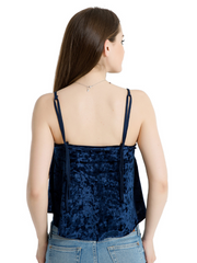 Load image into Gallery viewer, velvet pink blue sling V-neck camisole top