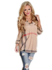 Load image into Gallery viewer, Plaid V-Neck Blouse