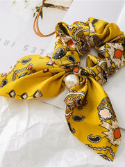 Load image into Gallery viewer, Satin Silky bow hair scrunchie