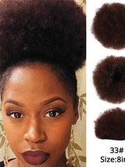 Load image into Gallery viewer, Short Afro Kinky Curly Ponytail Clip in on