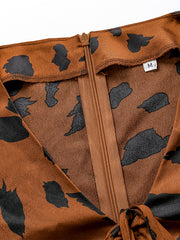 Load image into Gallery viewer, Leopard-print drawstring pleated dress