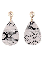 Load image into Gallery viewer, Leather Snake Print Drop Earrings