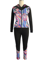 Load image into Gallery viewer, TWO PIECE SET Print Hoodies Tracksuit - vendach