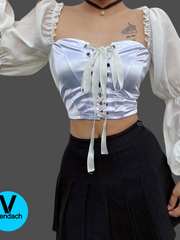 Load image into Gallery viewer, Lace-Up Bustier w/ Long Sleeves