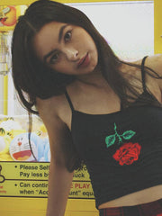Load image into Gallery viewer, Rose Embroidered Crop Top