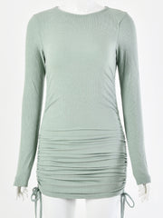 Load image into Gallery viewer, Double side drawstring long sleeve dress