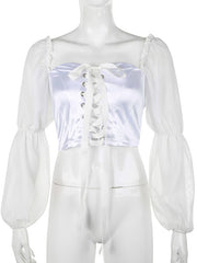 Load image into Gallery viewer, Lace-Up Bustier w/ Long Sleeves