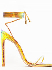 Load image into Gallery viewer, Strappy Snakeskin High Heels