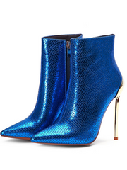 Load image into Gallery viewer, Pointed Metal Stiletto ankle Boots