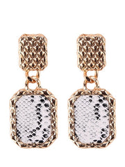 Load image into Gallery viewer, Leather Snake Print Drop Earrings