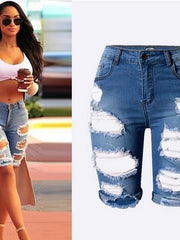Load image into Gallery viewer, High Waist Jeans Shorts