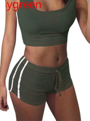 Load image into Gallery viewer, Crop Tank Top and Striped Shorts Set