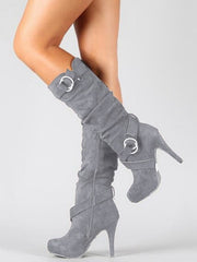 Load image into Gallery viewer, Belt buckle side zip high boots