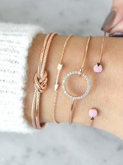 Load image into Gallery viewer, Classic Arrow Knot Round Crystal Gem  Adjustable Open Bracelet Set (4pcs ) - vendach