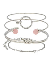 Load image into Gallery viewer, Classic Arrow Knot Round Crystal Gem  Adjustable Open Bracelet Set (4pcs ) - vendach