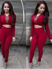 Load image into Gallery viewer, Long Sleeve Crop Top And Pants Sets