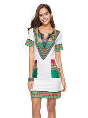 Load image into Gallery viewer, Sexy V Neck African Theme Print Dresses