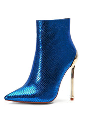 Load image into Gallery viewer, Pointed Metal Stiletto ankle Boots