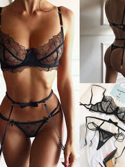 Load image into Gallery viewer, Sheer Lace Floral Lingerie Set
