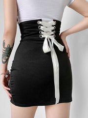 Load image into Gallery viewer, Reversible Lace-Up Pencil Skirt