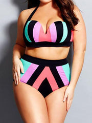 Load image into Gallery viewer, Plus Size bikini rainbow color - vendach