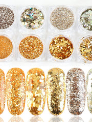 Load image into Gallery viewer, Mix Glitter Nail Flakes Set (8 containers)