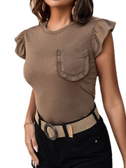 Load image into Gallery viewer, Ruffled T-Shirt With Pocket