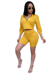 Load image into Gallery viewer, Two Piece Sets Crop Top High Waist Short - vendach