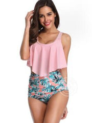 Load image into Gallery viewer, Floral Print U Neck Tankini Set