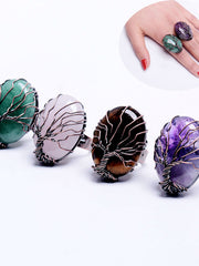 Load image into Gallery viewer, Natural Stone Tree of Life Rings