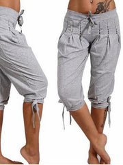 Load image into Gallery viewer, Pure color cotton hot drilling casual cropped trousers - vendach