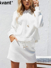 Load image into Gallery viewer, Two Piece Sweatshirt Hoodie and Skirt