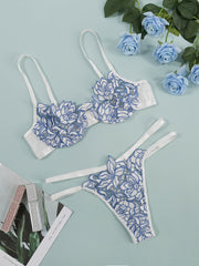 Load image into Gallery viewer, Floral Embroidered Bra & Strappy Panties