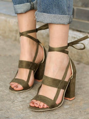 Load image into Gallery viewer, Wrap Around Tie Thick High Heels