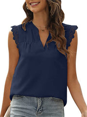 Load image into Gallery viewer, Lace Sleeves V-Neck Top
