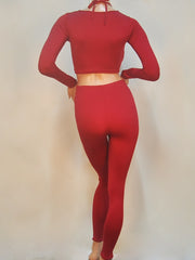 Load image into Gallery viewer, Long Sleeve Crop Top And Pants Sets