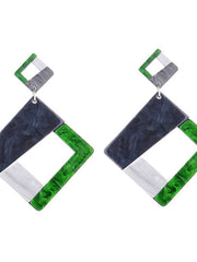Load image into Gallery viewer, Big Geometric Square Drop Earrings